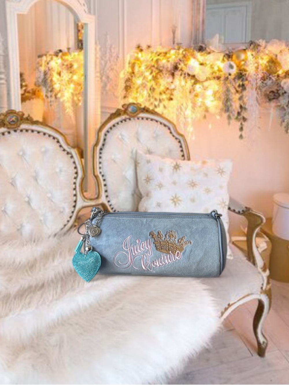 🆕👑 Heritage Barrel Convertible Shoulder Bag Juicy Couture Blue NWT